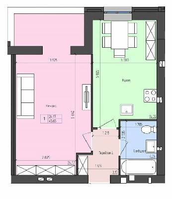 1-комнатная 45.65 м² в ЖК София от 18 250 грн/м², с. Агрономичное