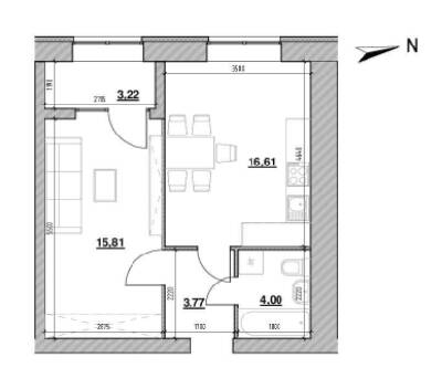 1-комнатная 43.41 м² в ЖК Компаньон от 17 586 грн/м², с. Сокольники