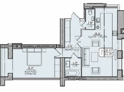 1-комнатная 65 м² в ЖК Западный от 17 000 грн/м², Винница