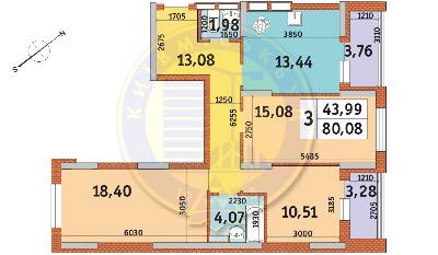 3-комнатная 80.08 м² в ЖК Медовый от 25 037 грн/м², Киев