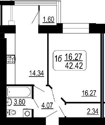 1-комнатная 42.42 м² в ЖК Семейный комфорт от 15 300 грн/м², Винница