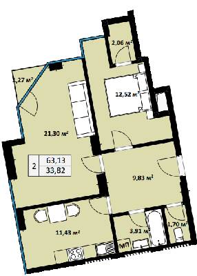 2-кімнатна 63.13 м² в ЖК Uzh Towers від 24 600 грн/м², Ужгород