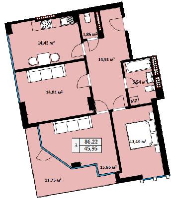 3-кімнатна 86.22 м² в ЖК Uzh Towers від 24 600 грн/м², Ужгород