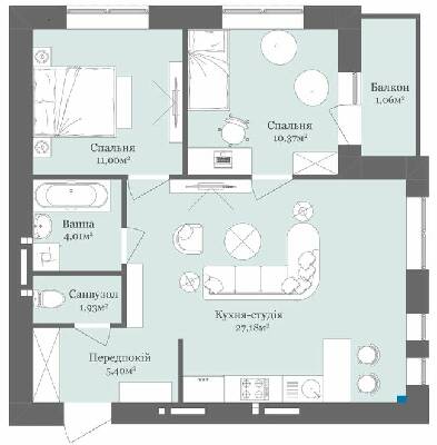 2-комнатная 61.04 м² в ЖК West Towers от 20 250 грн/м², Ужгород