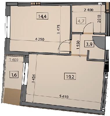 1-кімнатна 43.86 м² в ЖК Crystal від 23 150 грн/м², Ужгород