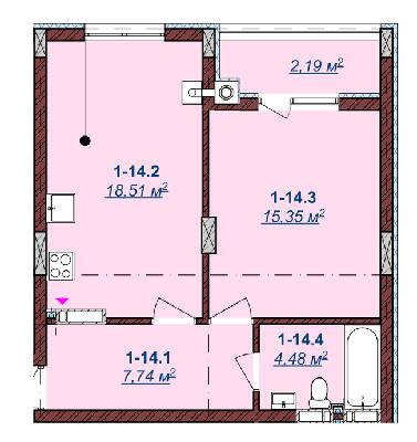 1-кімнатна 48.3 м² в ЖК Щасливий від 18 100 грн/м², Ужгород