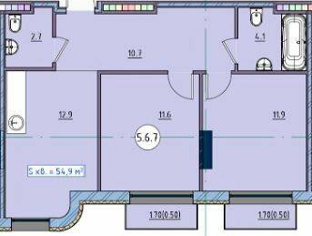 2-кімнатна 54.9 м² в ЖК Простір біля Стамбульського парка від 44 150 грн/м², Одеса