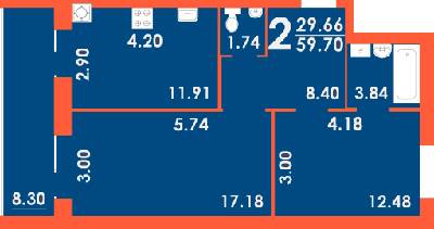 2-кімнатна 59.7 м² в ЖК Park Residence від 19 500 грн/м², Запоріжжя