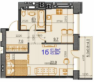 1-комнатная 46.8 м² в ЖК Курортный от 26 268 грн/м², Николаев