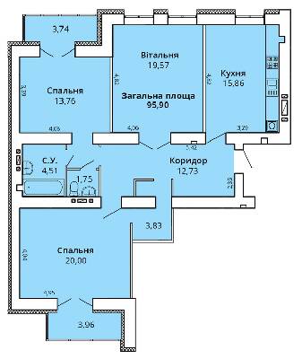 3-комнатная 99.76 м² в ЖК Премьер Хаус от 22 000 грн/м², Николаев