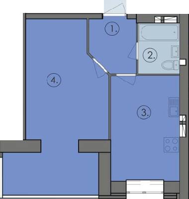 1-комнатная 44.34 м² в ЖК Петровський Квартал от 14 000 грн/м², с. Щербани