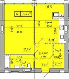 1-комнатная 51.4 м² в ЖК Центральный от 15 000 грн/м², г. Кременчуг