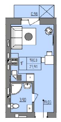 1-комнатная 23.91 м² в ЖК Синергия Color от 16 500 грн/м², Ровно