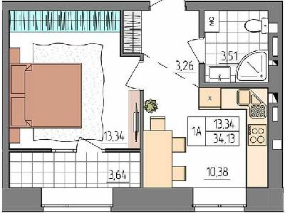 1-комнатная 34.13 м² в ЖК Синергия Glass от 16 500 грн/м², Ровно
