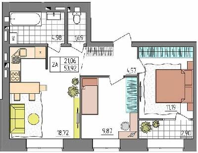2-кімнатна 53.92 м² в ЖК Синергия Glass від 15 200 грн/м², Рівне