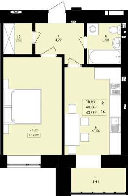 1-кімнатна 43.99 м² в ЖК Затишний двір від 15 000 грн/м², Тернопіль