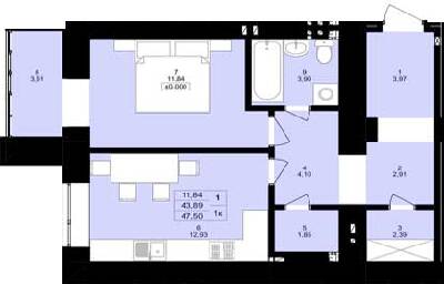 1-кімнатна 47.5 м² в ЖК Затишний двір від 15 000 грн/м², Тернопіль