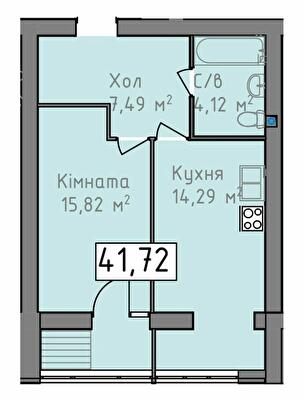 1-комнатная 41.72 м² в ЖК Status от 18 350 грн/м², Херсон