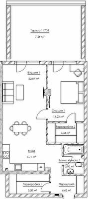2-комнатная 71.25 м² в ЖК Franklin Concept House от 55 701 грн/м², Киев