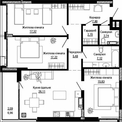 Трехкомнатные в ЖК PUSHA HOUSE