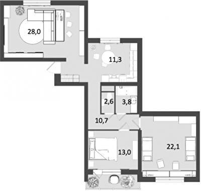 3-комнатная 92 м² в ЖК Грюнвальд от 25 550 грн/м², Киев