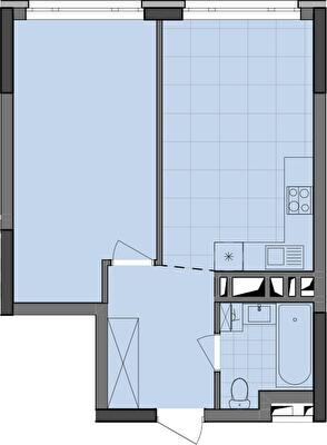 1-кімнатна 44.54 м² в ЖК Dibrova Park від 30 500 грн/м², Київ