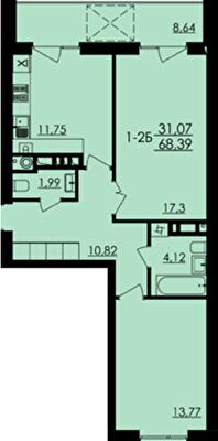 2-комнатная 68.39 м² в ЖК City Park от 17 300 грн/м², Черкассы