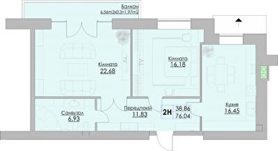 2-комнатная 76.04 м² в ЖК Греків Ліс от 18 400 грн/м², г. Умань