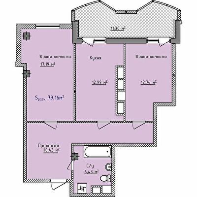 2-кімнатна 79.91 м² в ЖК Aqua Marine від 19 750 грн/м², Одеса