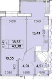 1-кімнатна 43.38 м² в ЖК Масани від 15 000 грн/м², Чернігів