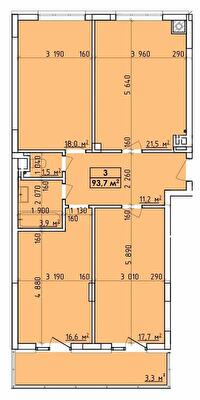 3-кімнатна 93.7 м² в ЖК Віденський Квартал від 18 500 грн/м², Чернівці