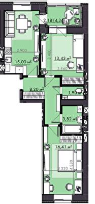 2-кімнатна 61.56 м² в ЖК FAMILY City від 18 950 грн/м², Рівне