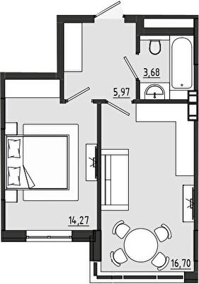 1-кімнатна 40.62 м² в ЖК Сади Рів`єри від 18 050 грн/м², с. Фонтанка