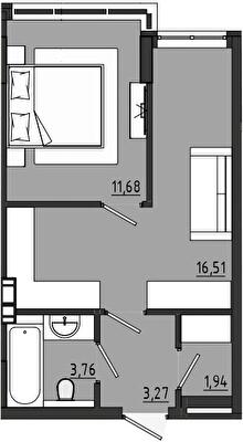 1-кімнатна 37.16 м² в ЖК Сади Рів`єри від 18 050 грн/м², с. Фонтанка