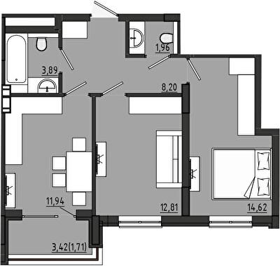 2-кімнатна 55.13 м² в ЖК Сади Рів`єри від 19 100 грн/м², с. Фонтанка
