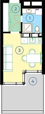 1-кімнатна 24.92 м² в Апарт-комплекс Sky River 2 від 40 000 грн/м², с. Вишеньки