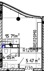 1-кімнатна 25.23 м² в Апарт-комплекс Sky River 2 від 40 000 грн/м², с. Вишеньки