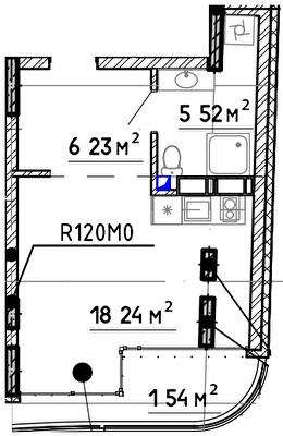 1-кімнатна 35.12 м² в Апарт-комплекс Sky River 2 від 40 000 грн/м², с. Вишеньки