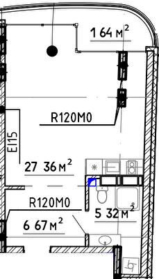 1-кімнатна 44.82 м² в Апарт-комплекс Sky River 2 від 40 000 грн/м², с. Вишеньки