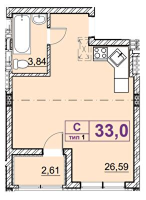 1-кімнатна 33 м² в ЖК Ідея від 20 000 грн/м², с. Гнідин