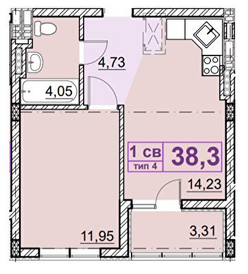 1-кімнатна 38.3 м² в ЖК Ідея від 20 000 грн/м², с. Гнідин