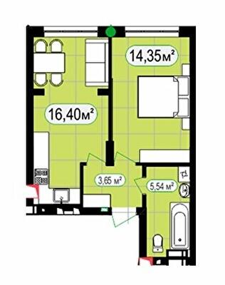 1-кімнатна 39.94 м² в ЖК 7'я від 28 000 грн/м², с. Щасливе