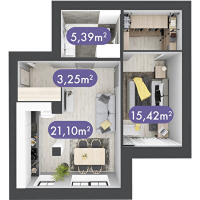 1-кімнатна 45.16 м² в ЖК Desna Park Residence від 30 800 грн/м², с. Зазим`я