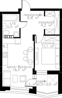 1-комнатная 48.6 м² в ЖК RYBALSKY от 55 723 грн/м², Киев