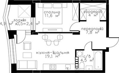 1-комнатная 49.4 м² в ЖК RYBALSKY от 55 723 грн/м², Киев
