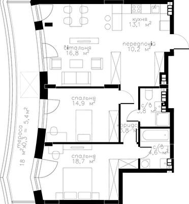 2-комнатная 91.3 м² в ЖК RYBALSKY от 51 771 грн/м², Киев