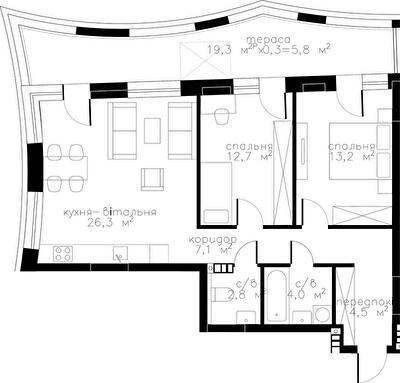 2-комнатная 76.4 м² в ЖК RYBALSKY от 51 771 грн/м², Киев