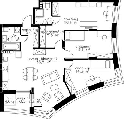 3-комнатная 100.2 м² в ЖК RYBALSKY от 61 335 грн/м², Киев
