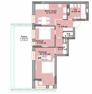 2-кімнатна 64.7 м² в ЖК Vyshgorod Sky від 26 000 грн/м², м. Вишгород