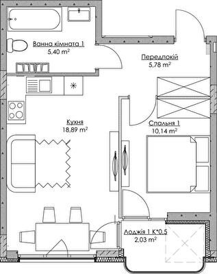 1-кімнатна 42.24 м² в ЖК O2 Residence від 30 755 грн/м², Київ